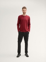 Majica s Henley izrezom - Crvena_8021447