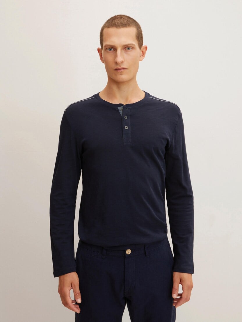 Majica sa Henley izrezom - Plava