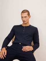 Majica s Henley izrezom - Plava_6662891