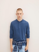 Majica s henley izrezom - Plava_9609465