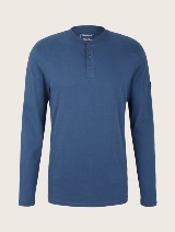 Majica s henley izrezom - Plava_9609465