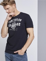 Majica s kratkimi rokavi in potiskom logotipa na prsih - Modra_9541398