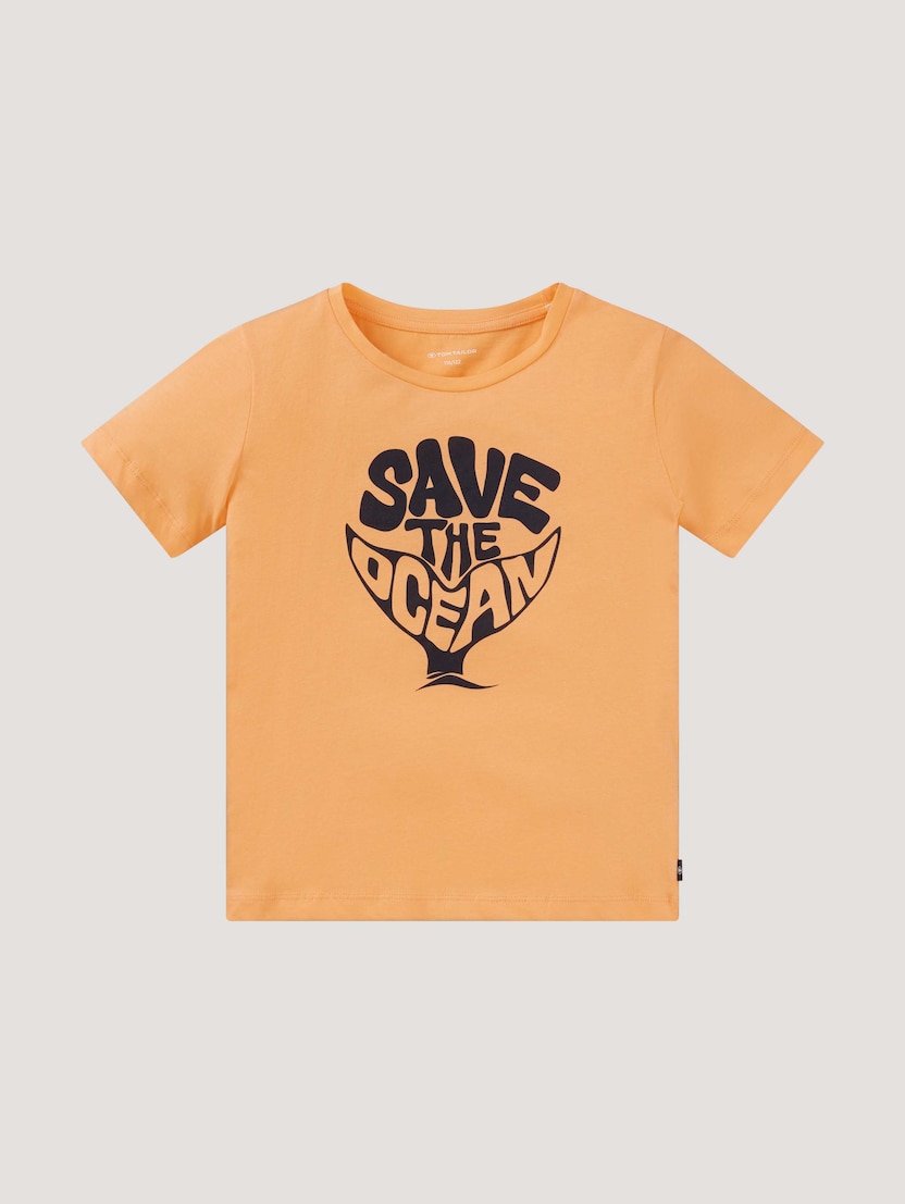 Majica s kratkimi rokavi s potiskom morskega psa spredaj - Oranžna_4483290