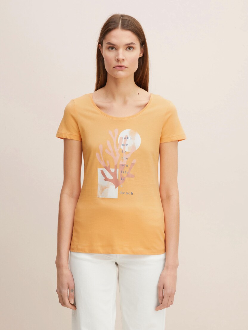 Majica kratkih rukava s printom na prednjoj strani - Narančasta