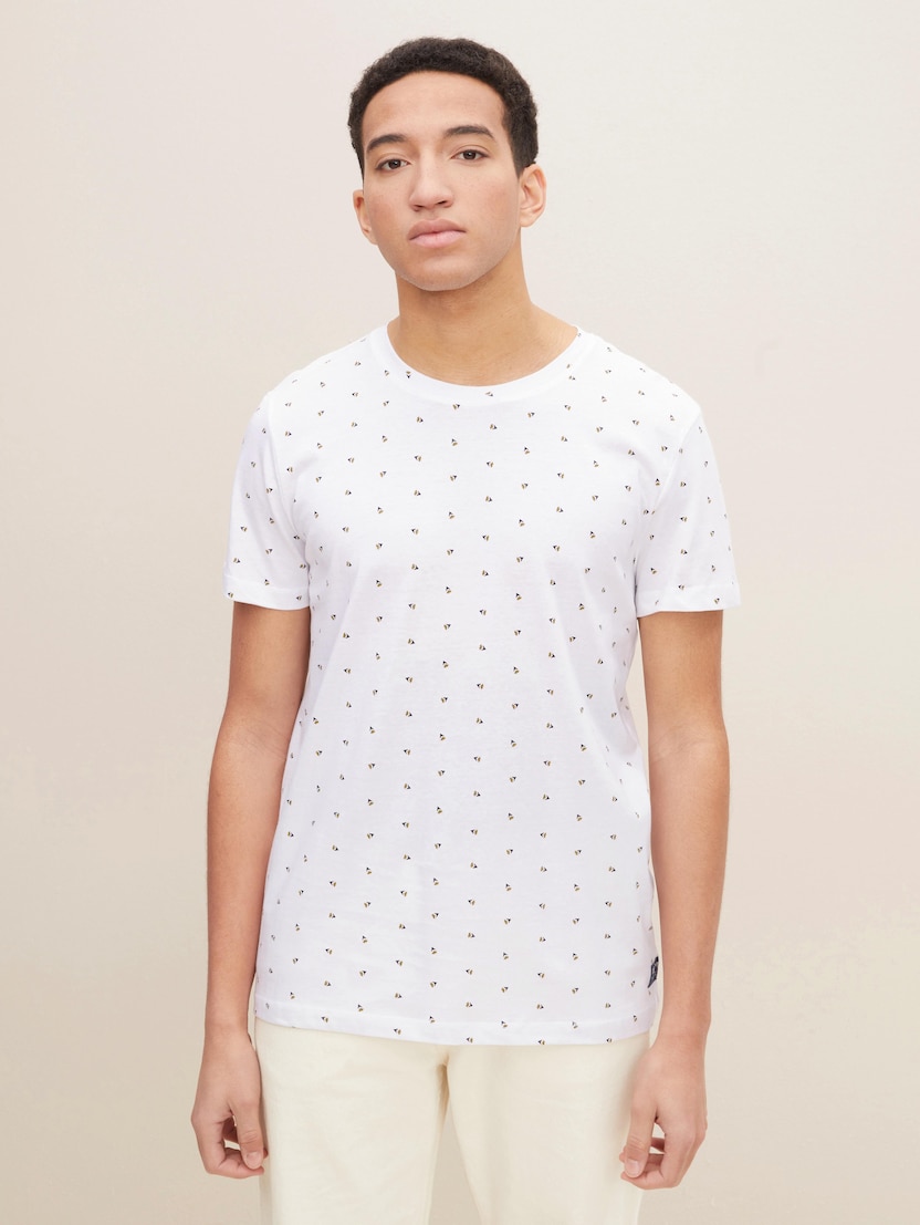 Majica s kratkimi rokavi z abstraktnim minimalističnim cvetličnim potiskom - Vzorec/večbarvna_487702