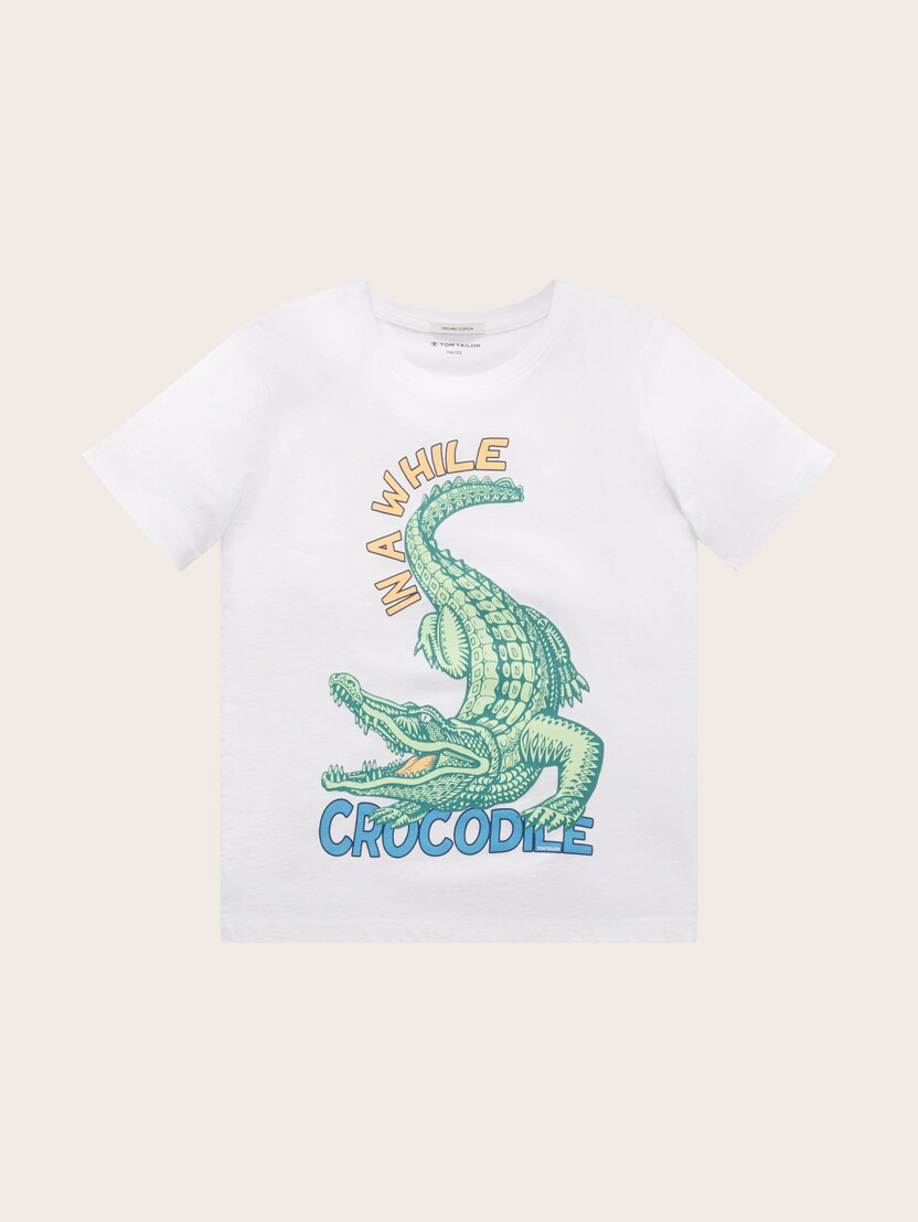 Majica sa printom krokodila na prednjoj strani - Bela_2389587