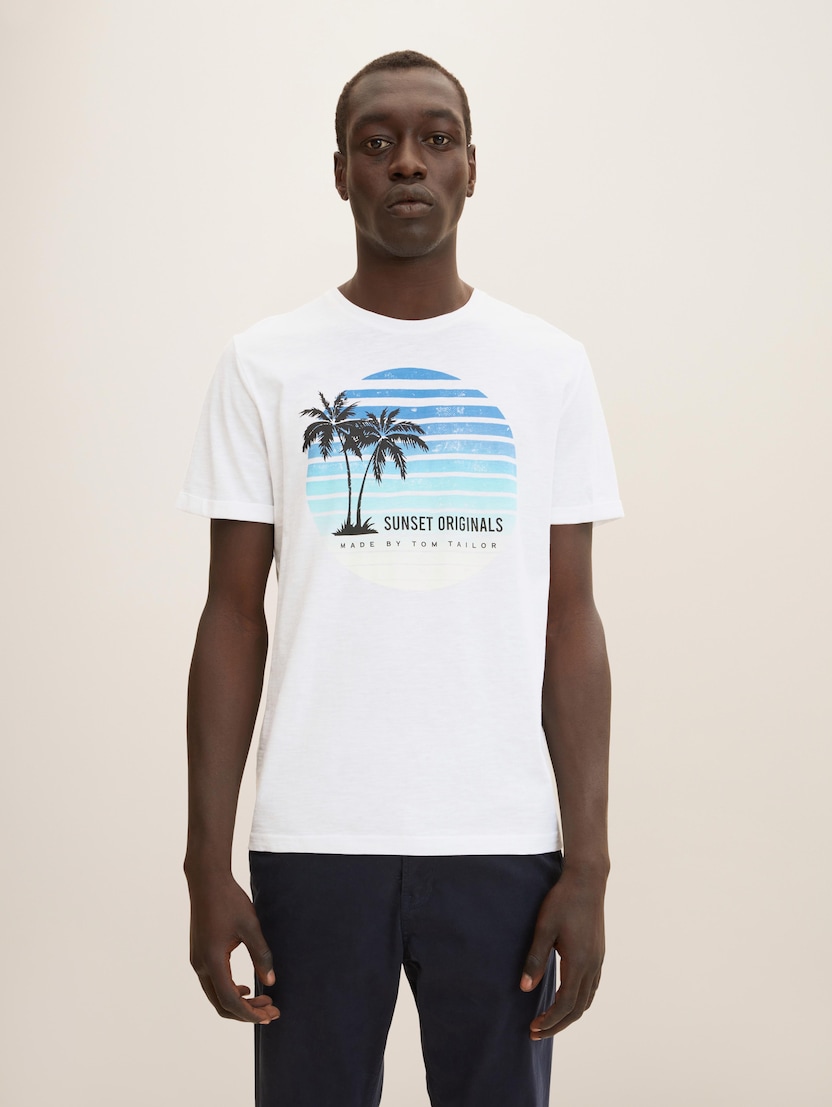 Majica s printom ljetne palme - Bijela