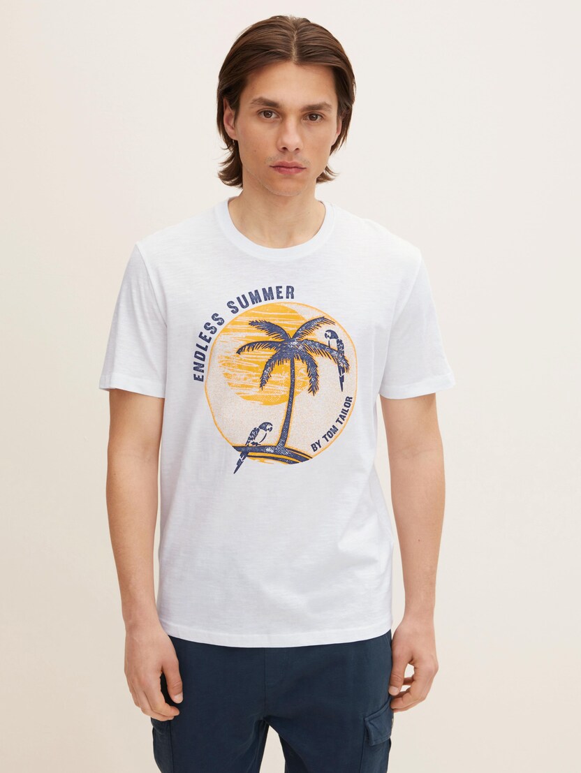 Majica sa letnjim printom palme - Bela