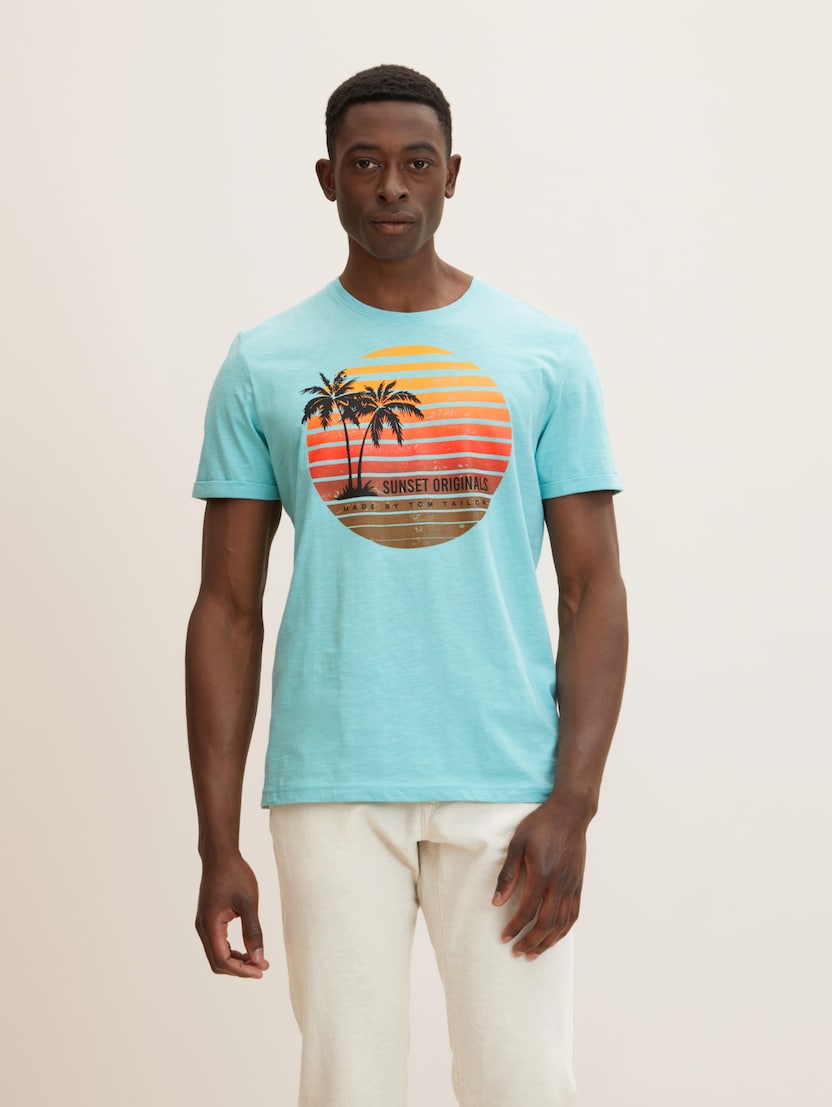 Majica s printom ljetne palme - Plava_1763268