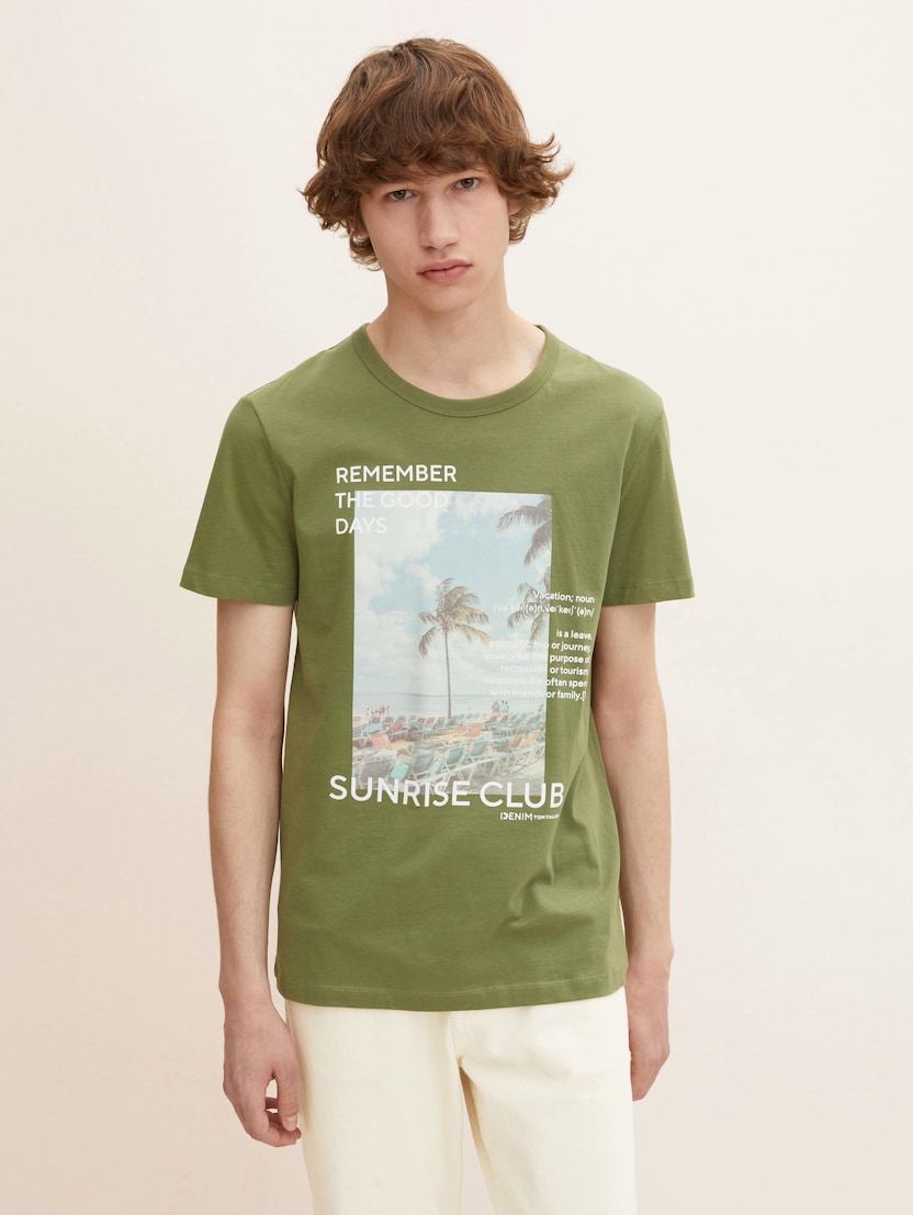 Majica s potiskom poletnega motiva - Zelena-1031133-11209