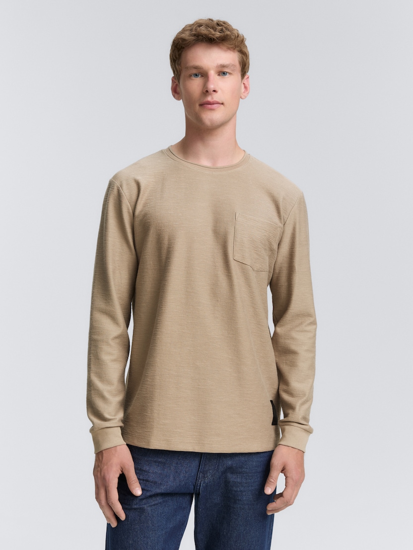 Majica s strukturo - Rjava-1047413-38323