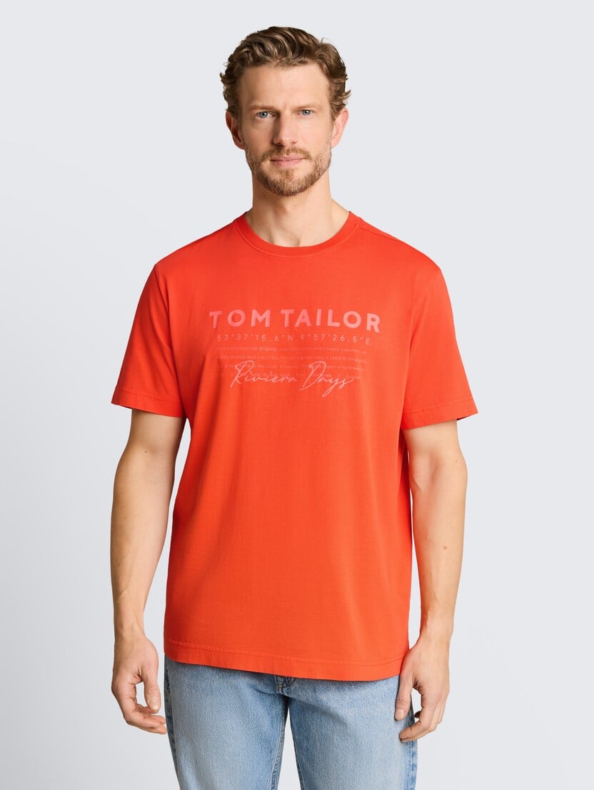 Tricou cu aspect prespălat - Roşu_3874528