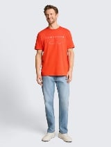Tricou cu aspect prespălat - Roşu_3874528