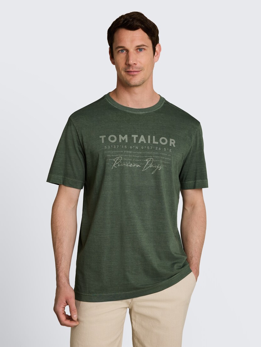Tricou cu aspect prespălat - Verde_6577500