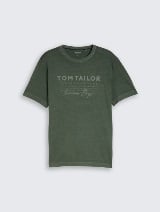 Tricou cu aspect prespălat - Verde_6577500