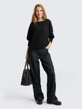 Majica s balon rukavima - Crna_9846332