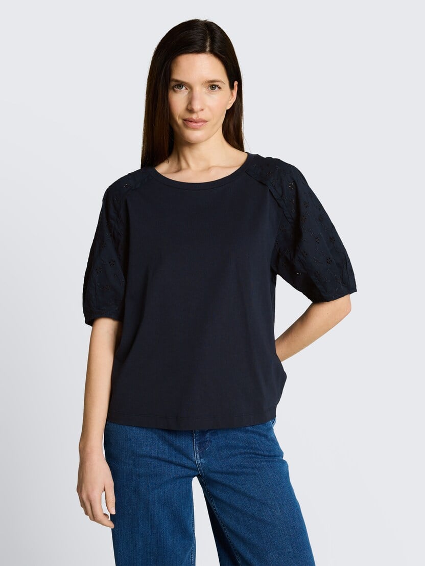 Tricou cu mâneci bufante - Albastru_7564480