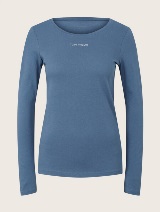 Majica z dolgimi rokavi in potiskom logotipa na prsih - Modra_8552012