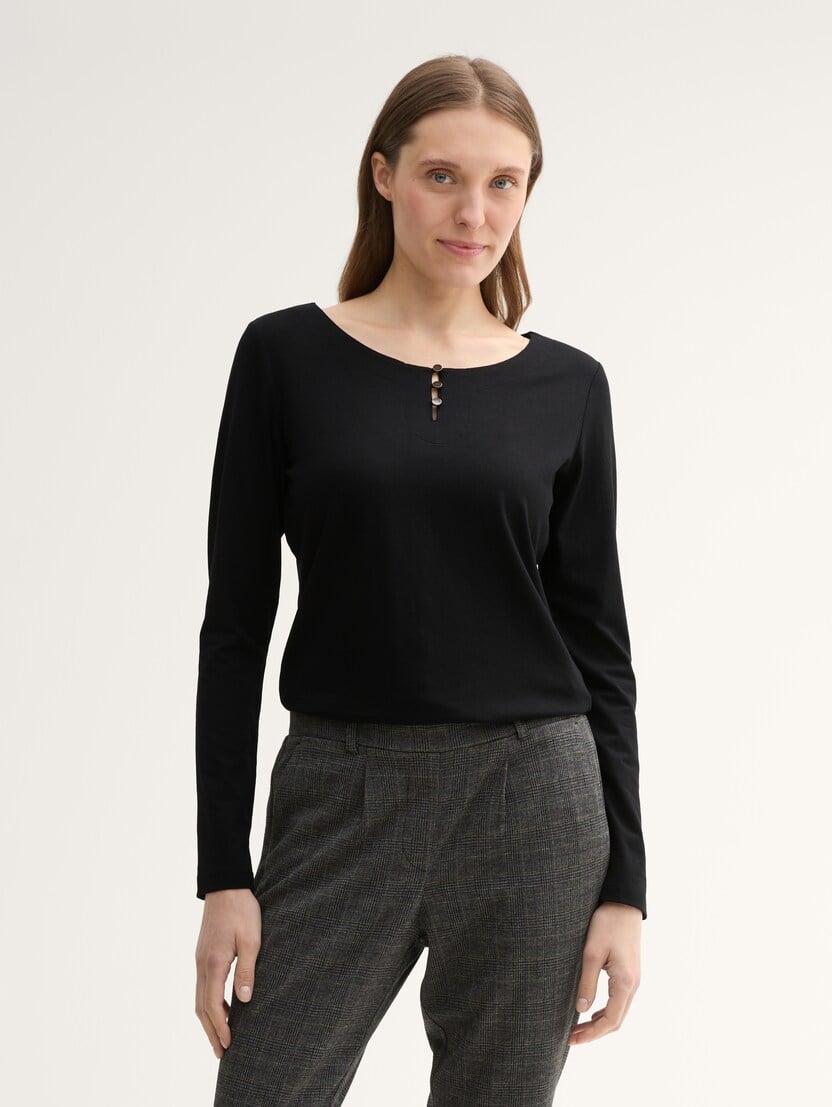 Majica sa  detaljem u vidu dugmića - Crna