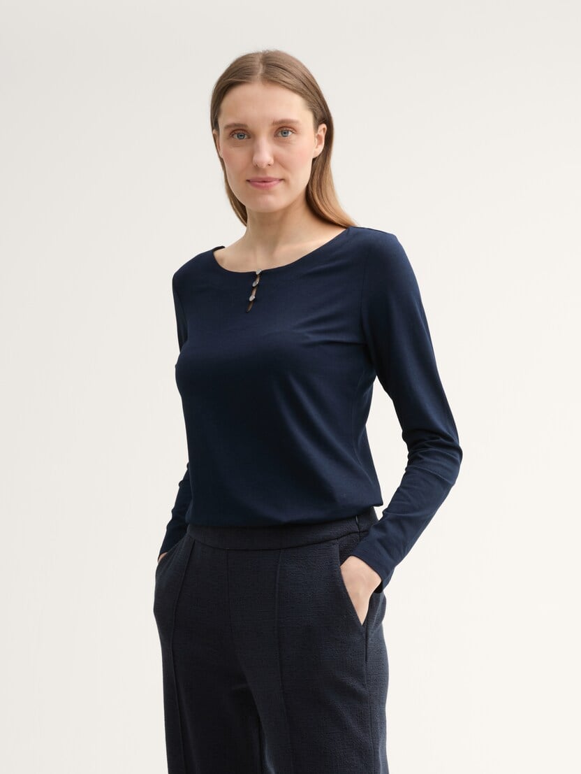 Majica sa  detaljem u vidu dugmića - Plava