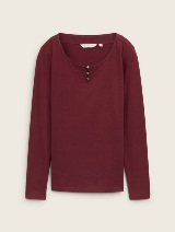 Tricou cu detaliu cu nasturi - Roşu_8778572