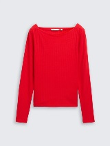 Majica sa čamac izrezom - Crvena_4278990