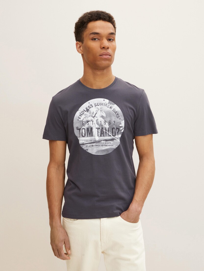 Majica sa okruglim printom na prednjoj strani - Siva_1875274