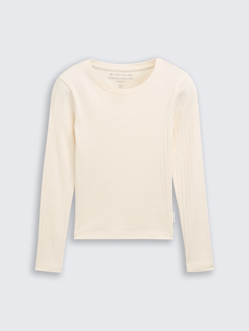 Tricou cu textură rib - Alb_1382094