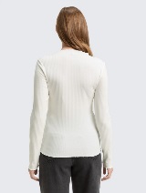 Majica rebraste strukture - Bela_4183813