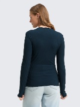 Majica rebraste strukture - Plava_4827794