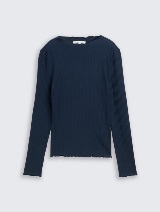 Majica rebraste strukture - Plava_4827794