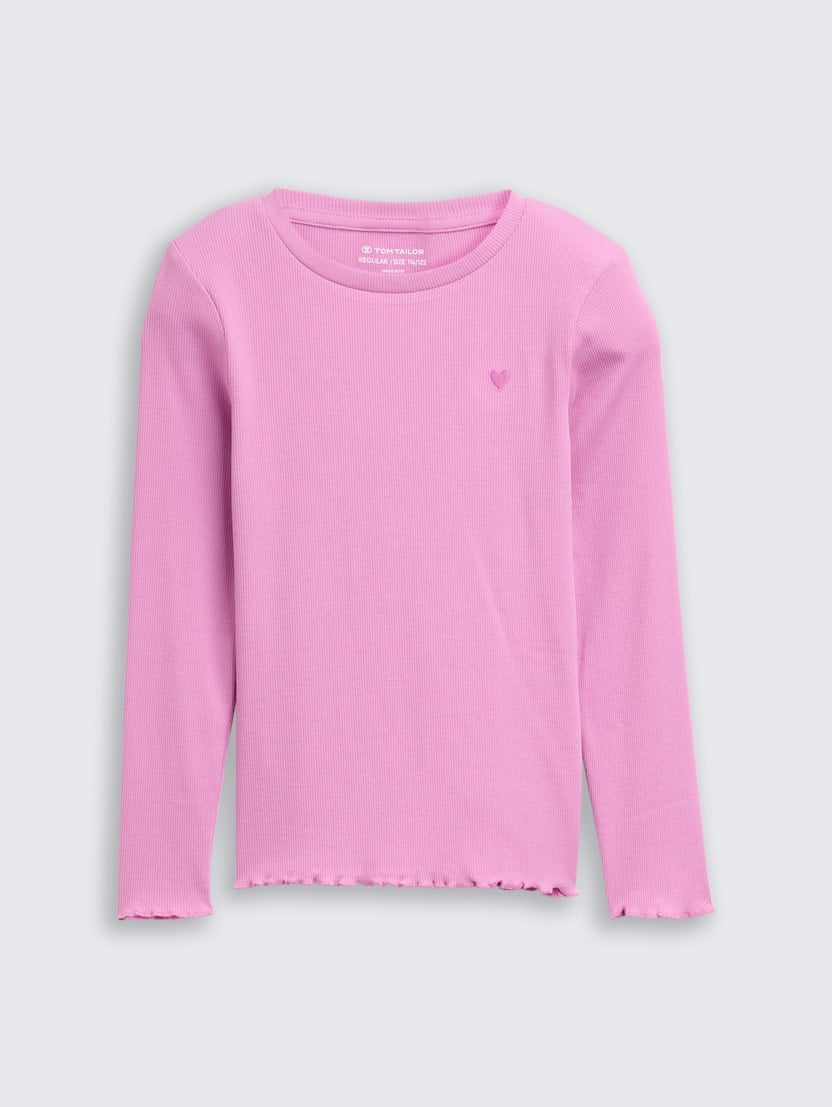 Majica rebraste strukture - Roze-1044851-38339-15