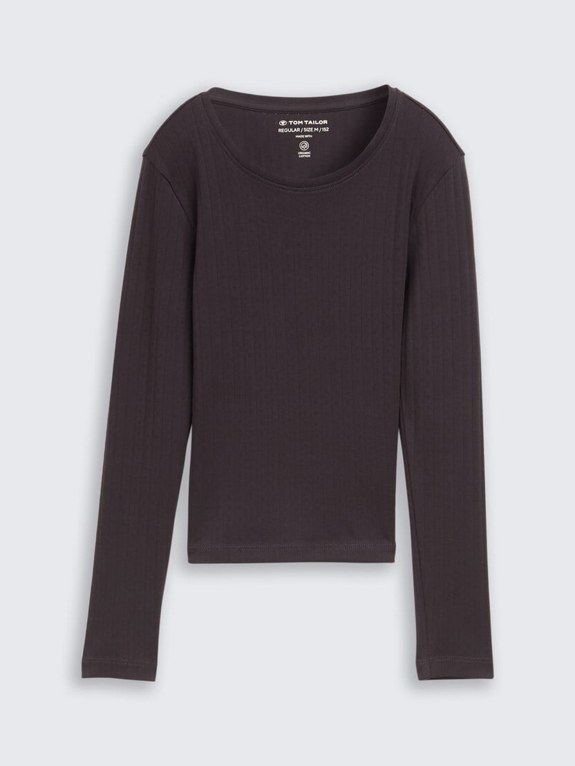 Tricou cu textură rib - Gri-1047387-29476-16