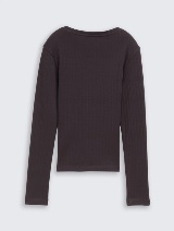 Tricou cu textură rib - Gri_2964072