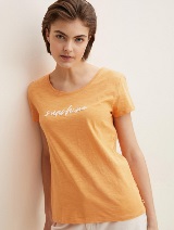 Majica z vezenino na sprednji strani - Oranžna_4443259
