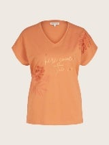 Majica z vezenino na sprednji strani - Oranžna_9333363