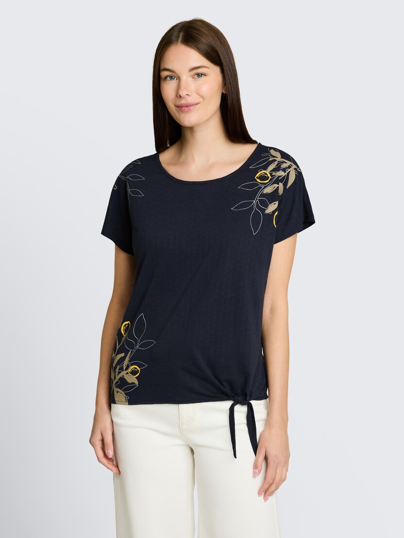 Tricou cu nod decorativ - Albastru_8614965
