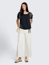 Tricou cu nod decorativ - Albastru_8614965