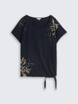 Tricou cu nod decorativ - Albastru_8614965
