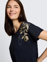 Tricou cu nod decorativ - Albastru_8614965