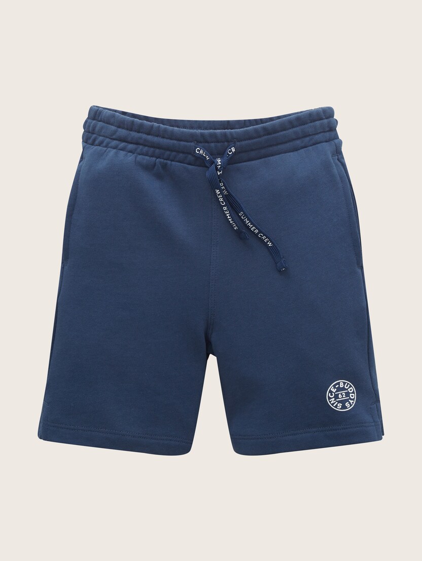 Mekane pamučne kratke pantalone sa vezicom i okruglim logom - Plava-1031881-10378-15
