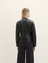 Jachetă biker din piele ecologică - Negru_1356405