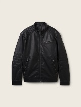 Jachetă biker din piele ecologică - Negru_3066044