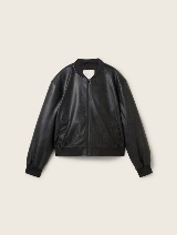 Motoristična jakna iz umetnega usnja - Črna_6748980