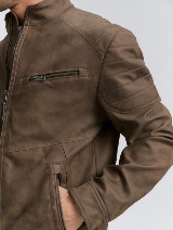 Bajkerska jakna od veštačke kože - Smeđa_9033994