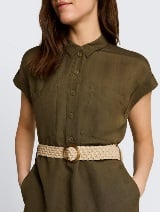 Rochie din amestec de in - Verde_2811602