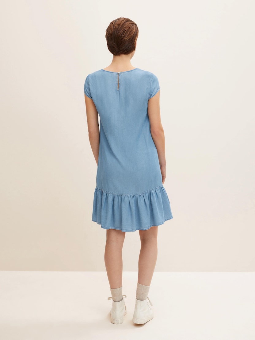 Traper haljina od tencel tkanine s volanima - Plava_3764591