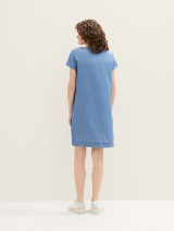Obleka iz tencela z gubami - Modra_1583969