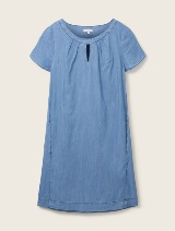 Obleka iz tencela z gubami - Modra_1583969