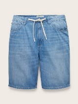 Ohlapne denim kratke hlače z vrvicami - Modra_3759490